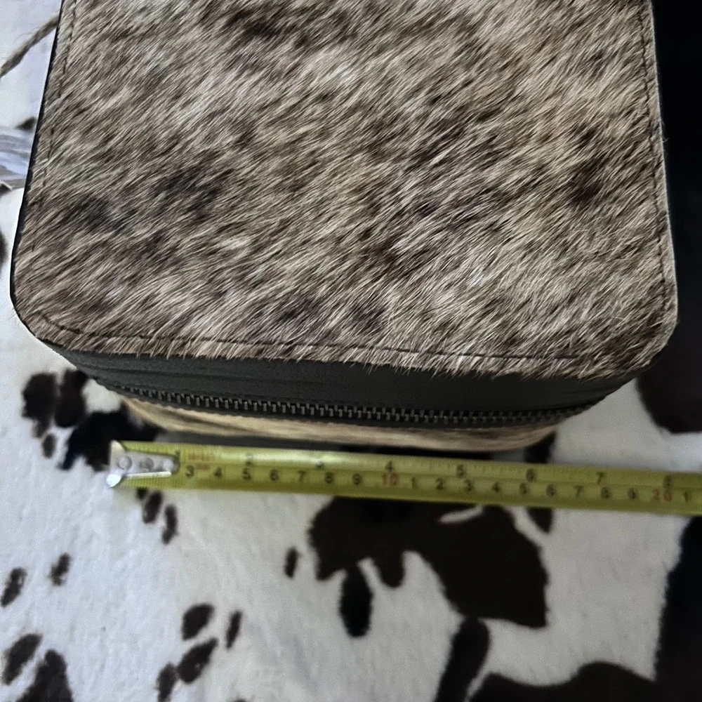Jewelry Travel Organizer Case New‎ Genuine Cowhide Leather Black Brown Western
